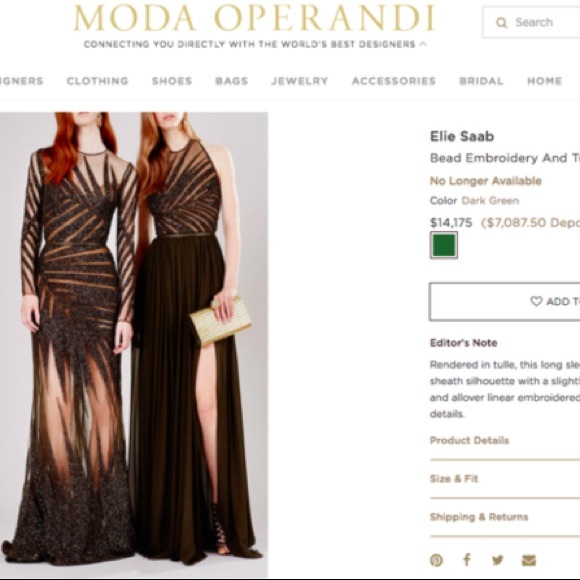 $14175 Elie Saab Palm Leaf Embellished Gown - Picture 2 of 8